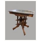 WALNUT VICTORIAN MARBLE TOP TABLE