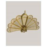 BRASS ORNATE FAN FIREPLACE SCREEN