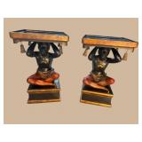 2 SIGNED JO.MEAD BLACKAMOOR TRAY TOP PEDESTALS