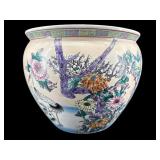 ORIENTAL FLORAL PORCELAIN FISHBOWL PLANTER