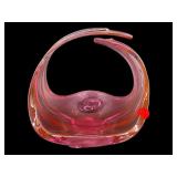 VIKING EPIC PINK MAGENTA ART GLASS BASKET