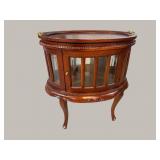 SOLID MAHOGANY ALL BEVELED GLASS TRAY TOP VITRINE