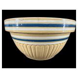 LARGE YELLOW WARE BLUE BANDED MIXING BOWL
