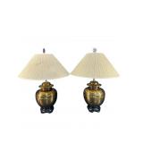 PR OF LARGE BRASS TABLE LAMPS