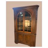 MONUMENTAL 16 PANE CARVED CORNER CABINET