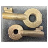 PR OF BRASS RAILROAD SWITCH KEYS