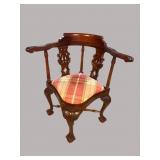 SOLID MAHOGANY CHIPPENDALE CORNER CHAIR