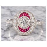 OSCAR FRIEDMAN PLAT. RUBY & DIAMOND RING
