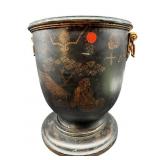 LARGE DECORATOR TOLEWARE ORIENTAL FOOTED PLANTER