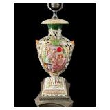 LARGE CAPODIMONTE FIGURAL RETICULATED TABLE LAMP
