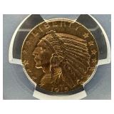 1915 $5 GOLD INDIAN HEAD MS61 COIN