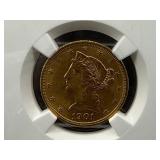 1901 S $5 GOLD LIBERTY NGC MS63 COIN