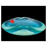 MCM BLUE ART GLASS ASHTRAY