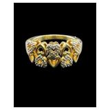 STERLING SILVER DIAMOND HEART CLUSTER RING