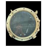 LARGE ANTIQUE ROSTAND BRASS SHIP PORTHOLE WINDOW