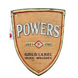 POWERS GOLD LABEL WHISKEY ADVERTISING CAST IRON