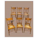 6 RARE OAK CARVED BACK CHAIRS