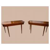 2 WALNUT D-END TABLES