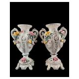 2 LARGE CAPODIMONTE PORCELAIN URN VASES