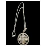 STERLING SILVER ONYX AND CZ NECKLACE