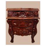 HEAVY CARVED SOLID MAHOGANY 3 DRAWER STAND