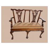 SOLID MAHOGANY CHIPPENDALE 2 SEAT BENCH
