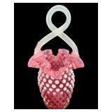 FENTON CRANBERRY OPALESCENT HOBNAIL TWISTED