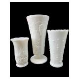3 PC MILK GLASS VASE LOT