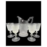 5 PC LOT GILLINDER & SONS PITCHER AND GOBLETS