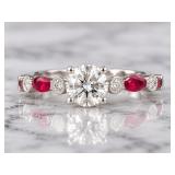 18K WHITE GOLD RUBY & DIAMOND RING