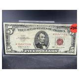 1963 $5 RED SEAL CIRCULATED NOTE