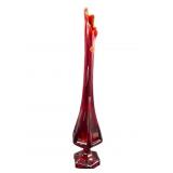 LARGE VIKING RUBY & AMBERINA SWUNG VASE