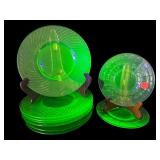 LOT OF 11 VARIOUS MAKER URANIUM DEPRESSION GLASS