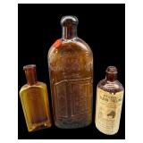 3 PC LOT ANTIQUE MEDICINE BOTTLES