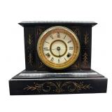 ANTIQUE GOLD INLAY MARBLE MANTLE CLOCK