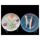 2 PC MAJOLICA PLATE LOT
