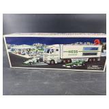HESS TOY TRUCK WITH RACE CARS IN ORIGINAL BOX