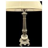 ORNATE METAL AND MARBLE TABLE LAMP