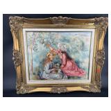 OIL ON CANVAS COPY OF A RENOIR IN ORNATE GOLD