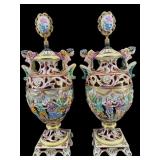 CAPODIMONTE FIGURAL RETICULATED URN
