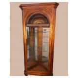 CHERRY CORNER CURIO WITH SHELL FORMED INTERIOR
