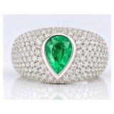 18K White Gold Oscar Friedman Designer Emerald &