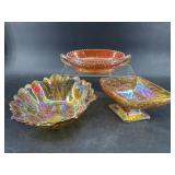 3 PIECE LOT MARIGOLD CARNIVAL GLASS