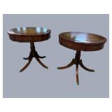 2 LEATHER TOP MAHOGANY DRUM TABLES