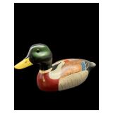 HAND PAINTED WOODEN DUCK DECOY WITH GLASS EYES