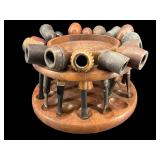 LOT OF SMOKING PIPES WITH WOODEN STAND