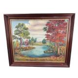 MID CENTURY LUCILLE RIVENBARK PAINTING ON MASONITE