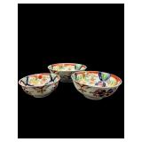 3 PC ORIENTAL PORCELAIN NESTING BOWL SET