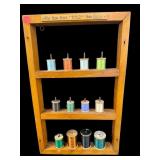 ANTIQUE ADVERTISING WOODEN SPOOL RACK