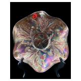 ANTIQUE FENTON THISTLE AMBER CARNIVAL GLASS BOWL